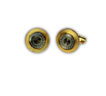 Glimaxo Imperial Gold Pattern Cufflinks – Luxury Black Dial Textured Formal Cufflinks for Men