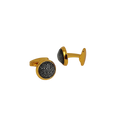 Glimaxo Premium Gold Round Textured Cufflinks – Elegant Black & Gold Design for Men