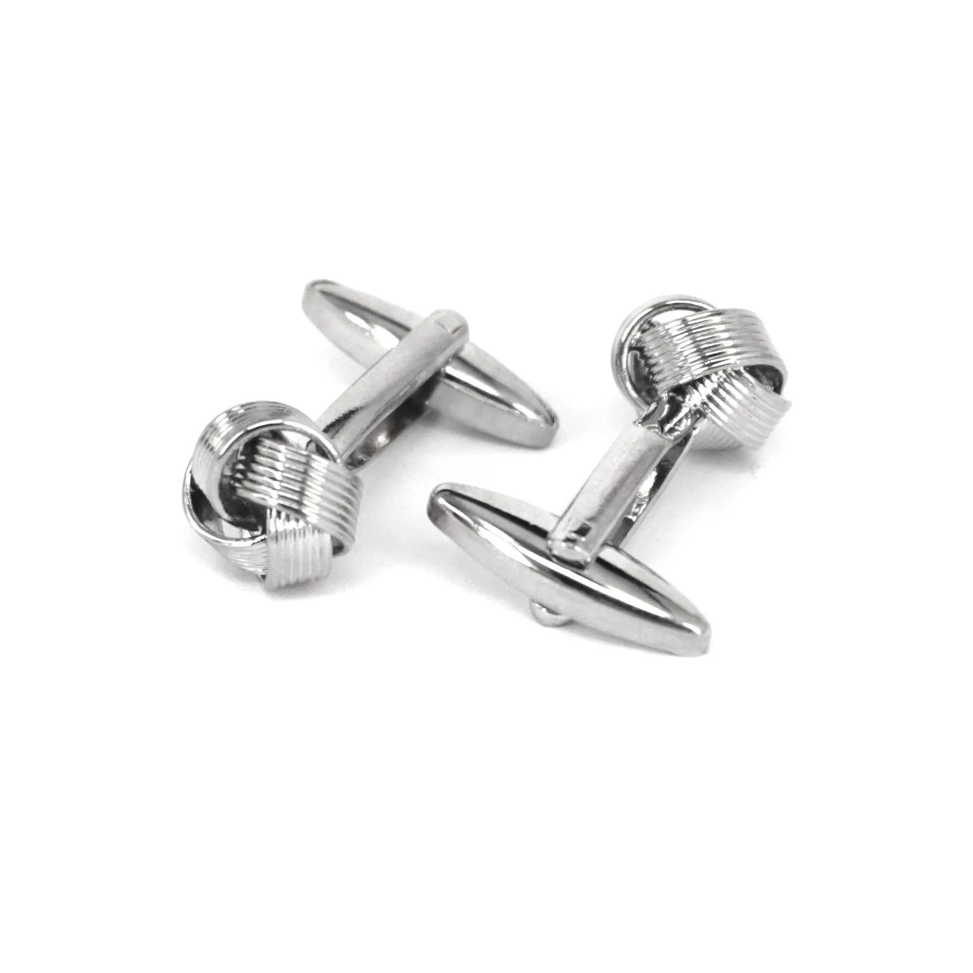 Glimaxo Classic Silver Knot Cufflinks – Minimalist Elegant Formal Cufflinks for Men