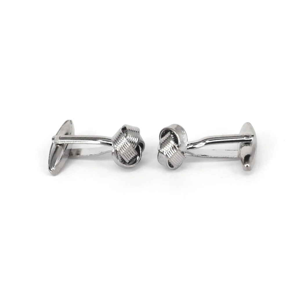 Glimaxo Classic Silver Knot Cufflinks – Minimalist Elegant Formal Cufflinks for Men