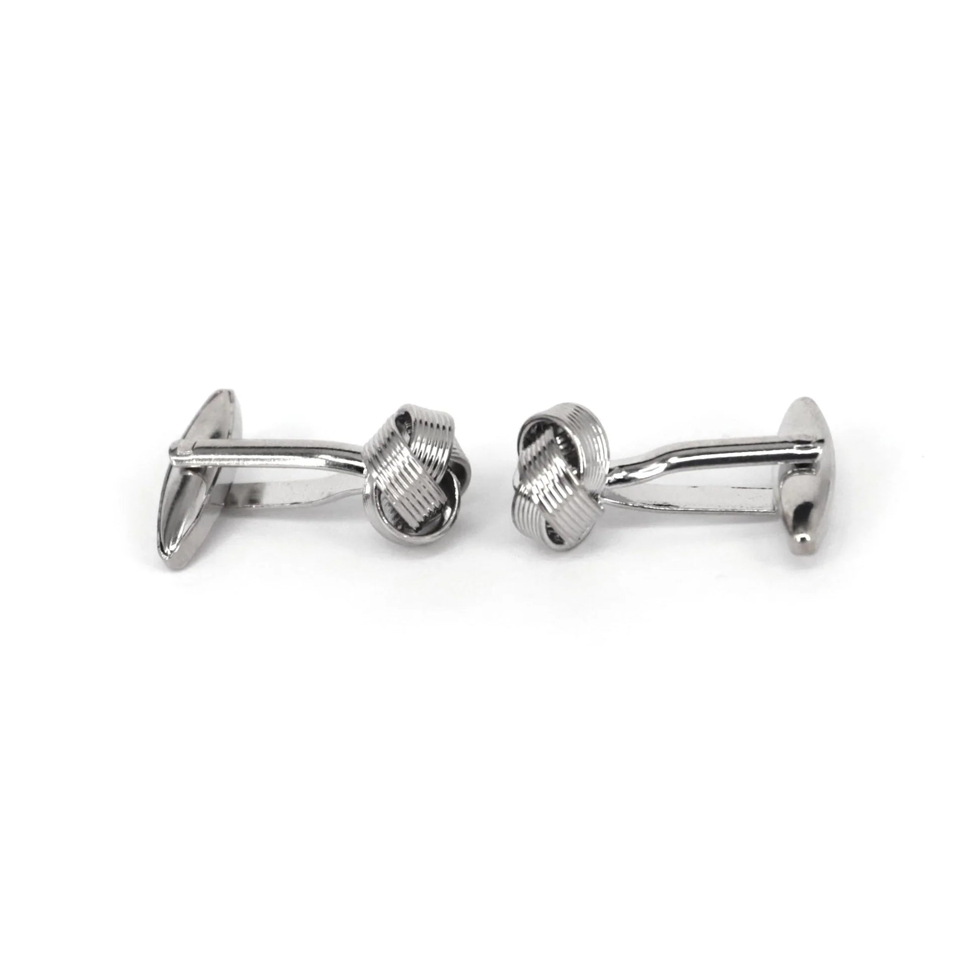 Glimaxo Classic Silver Knot Cufflinks – Minimalist Elegant Formal Cufflinks for Men