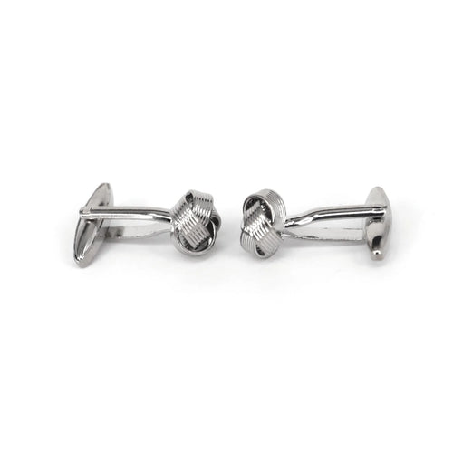 Glimaxo Classic Silver Knot Cufflinks – Minimalist Elegant Formal Cufflinks for Men