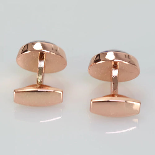 Glimaxo Luxury Blue Stone Round Cufflinks – Polished Silver Elegant Formal Cufflinks for Men